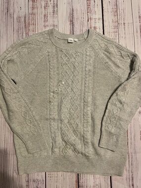 GAP women’s Gray Cable Crewneck Sweater